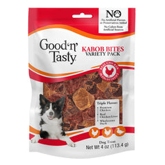 Good 'n' Tasty Kabob Bites con pollo, textura suave para perros activos.