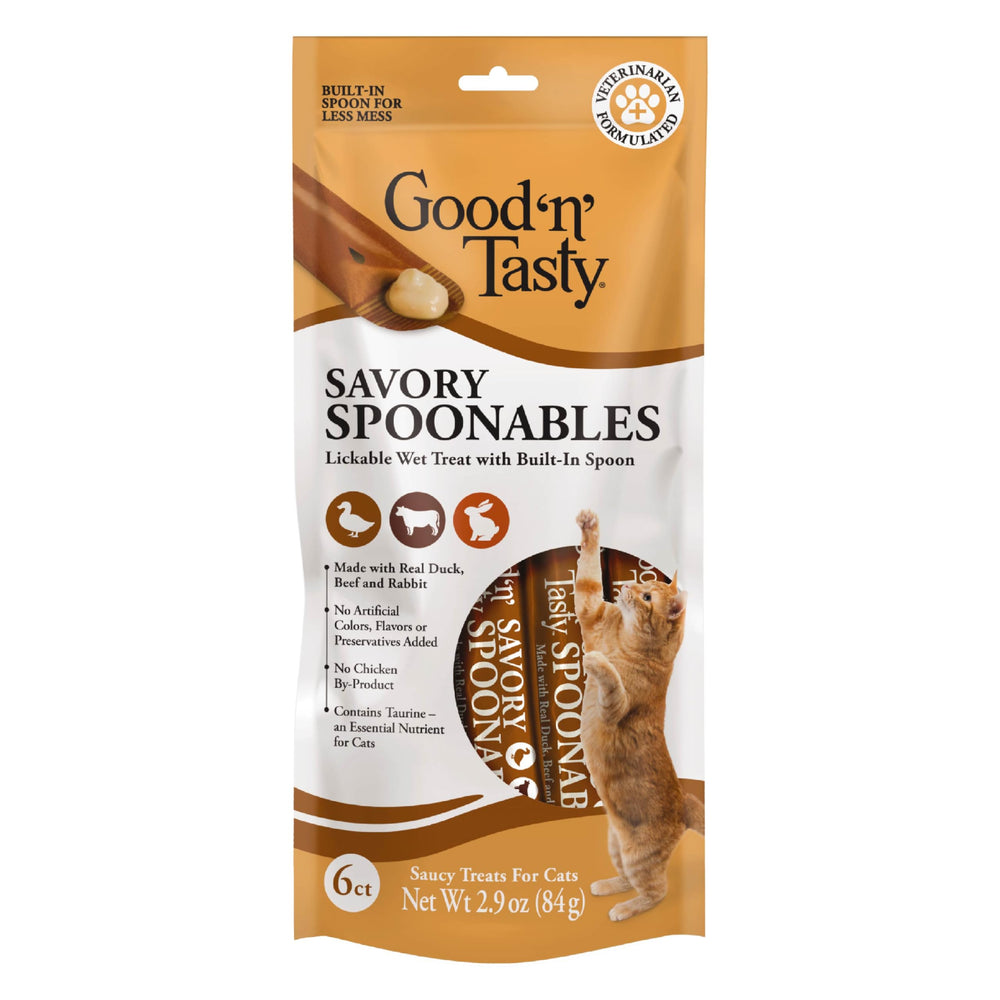 Good ‘N’ Tasty: sabores pato, res y conejo en tubo de 6 unidades para gatos.