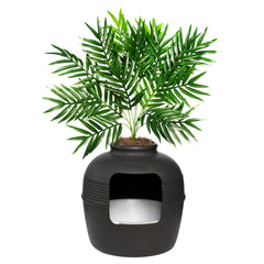 Good Pet Stuff Planter caja litter oculta negro suede, diseño elegante para sala.