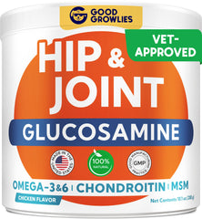 GOODGROWLIES glucosamina para perros: gomitas de movilidad para uso diario.
