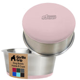 Gorilla Grip comedero para perro de acero inoxidable, 8 tazas, rosado, estable y duradero