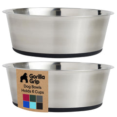 GORILLA GRIP tazones acero 304, 6 tazas; opción duradera para perros y gatos.
