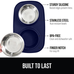 Gorilla Grip cuencos acero inoxidable 2 tazas con base antideslizante