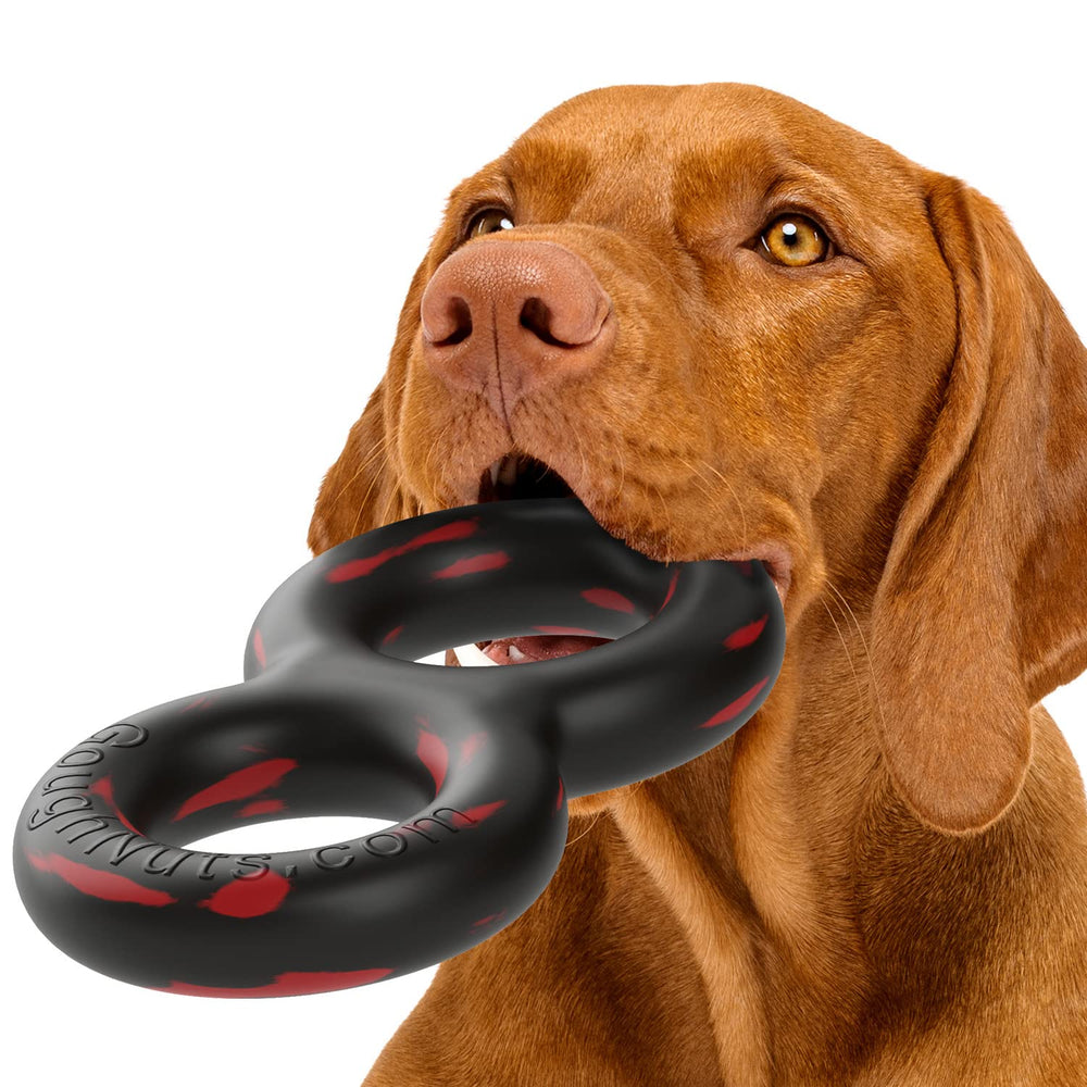 Juguete de tracción Goughnuts para perros medianos, ideal para mordidas intensas durante el juego.
