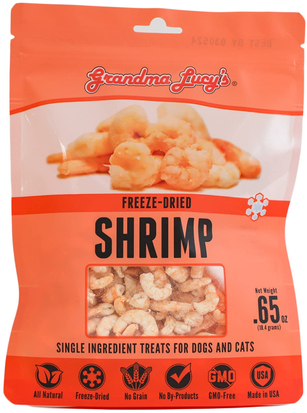 Premios de gambas de Grandma Lucy's en bolsa, recompensa sabrosa para perros y gatos