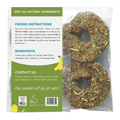 Whisker Nibblers con banana y pétalos de rosa, snack natural para conejos y cobayas.