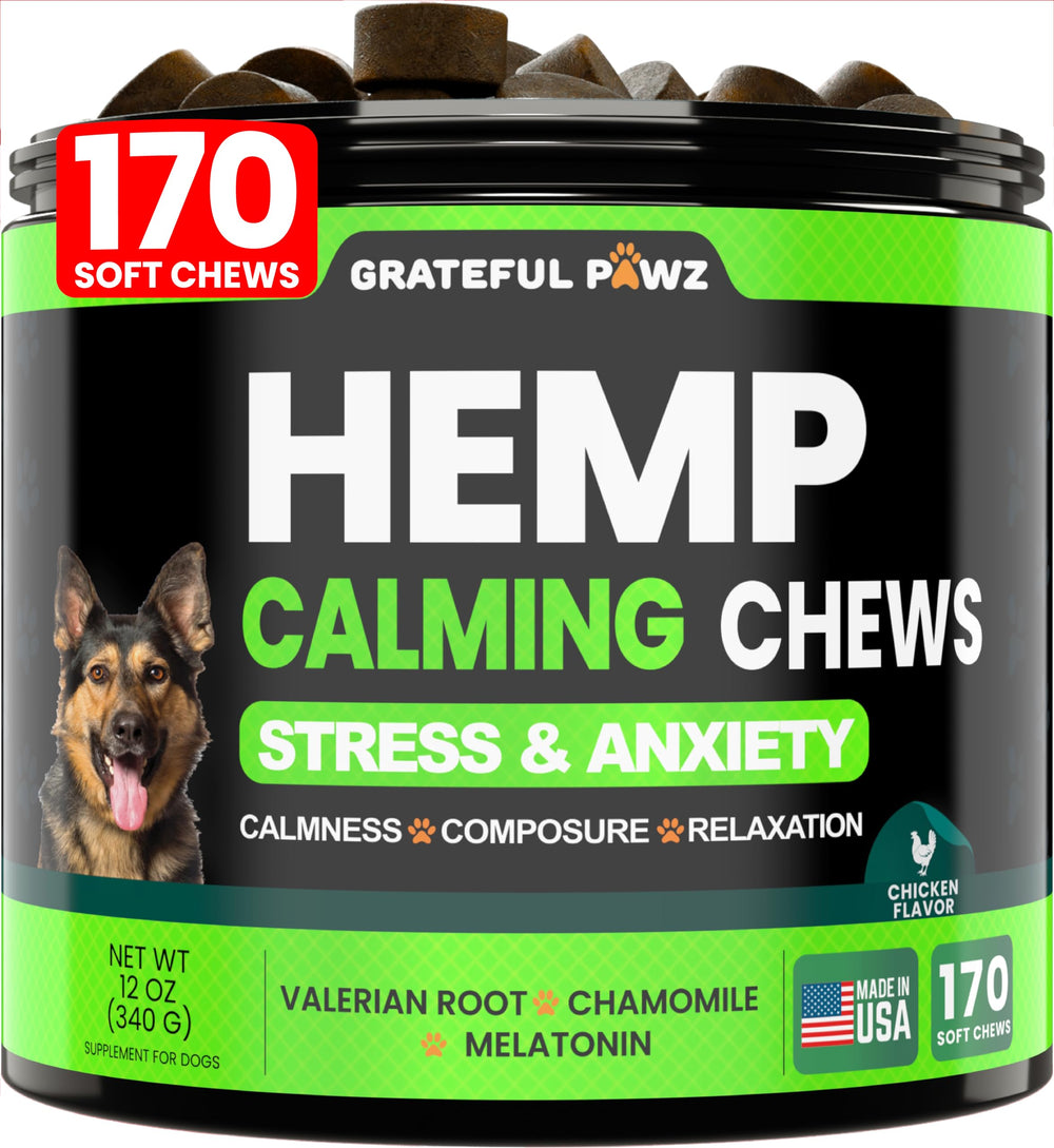 Grateful Pawz galletas calmantes en tarro para perros, reducción de ansiedad