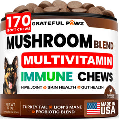 Grateful Pawz frasco abierto con masticables de cola de pavo para perros
