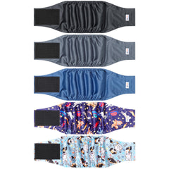 Grecle Bandas de barriga para perro macho, 5-pack con patrones variados para entrenamiento