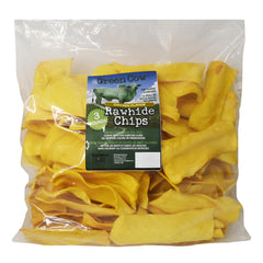 GreenCow Rawhide Chips masticación duradera para perros grandes.