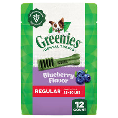 Greenies arándano palitos dentales: empaque frontal que invita al cuidado bucal diario.