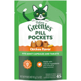 Greenies bolsitas pastillas gato: paquete 45 tratamientos, sabor pollo para medicación más fácil.