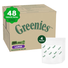 Greenies dentales para perros grandes, paquete original y higiene bucal.
