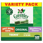 Greenies galletas dentales naturales para perros pequeños, tamaño teenie, en variado paquete.