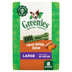 Hueso dental Greenies para perro, sabor batata, formato grande.