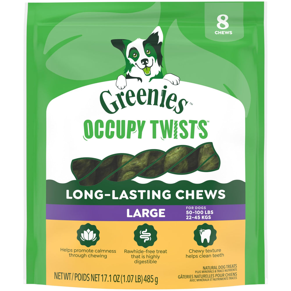 Greenies Occupy Twists envase principal, masticables naturales para perros grandes