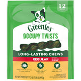 Greenies Occupy Twists: vista del paquete, snack dental natural para perros.