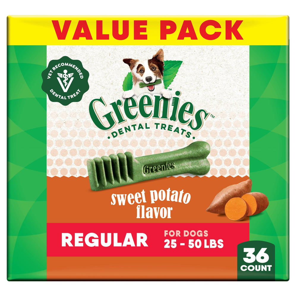 Greenies: portada del producto dental para perros con enfoque en limpieza diaria.