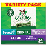 Greenies premios dentales para perro grande en empaque variado 3x12oz, ayuda al cuidado bucal.