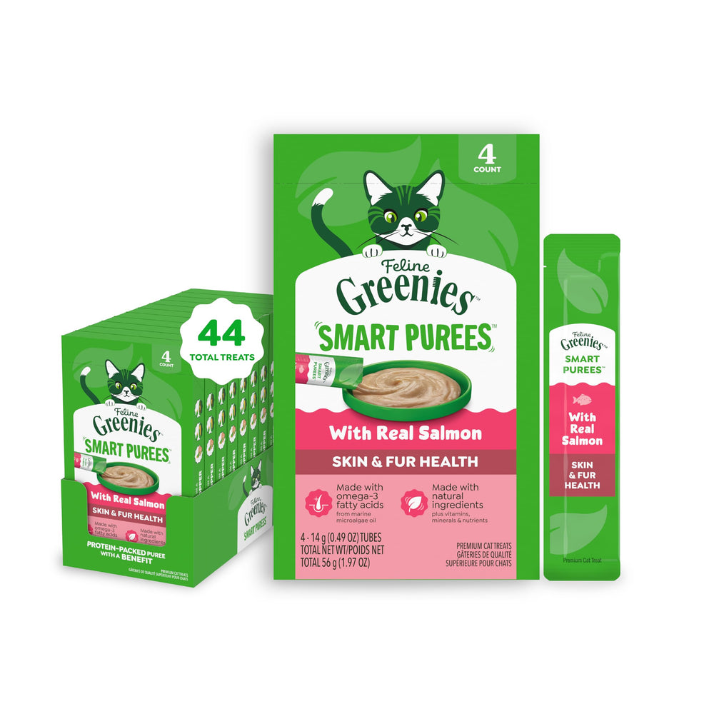 Greenies tubitos para gatos con salmón real, enfoque piel y pelaje