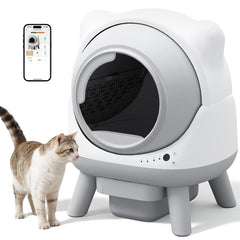 Greesum bandeja de gato con limpieza automática para hogares sin suciedad