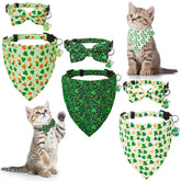 Guiqulai collar gato día San Patricio lazo-bandana, estilo festivo cómodo para tu gato.