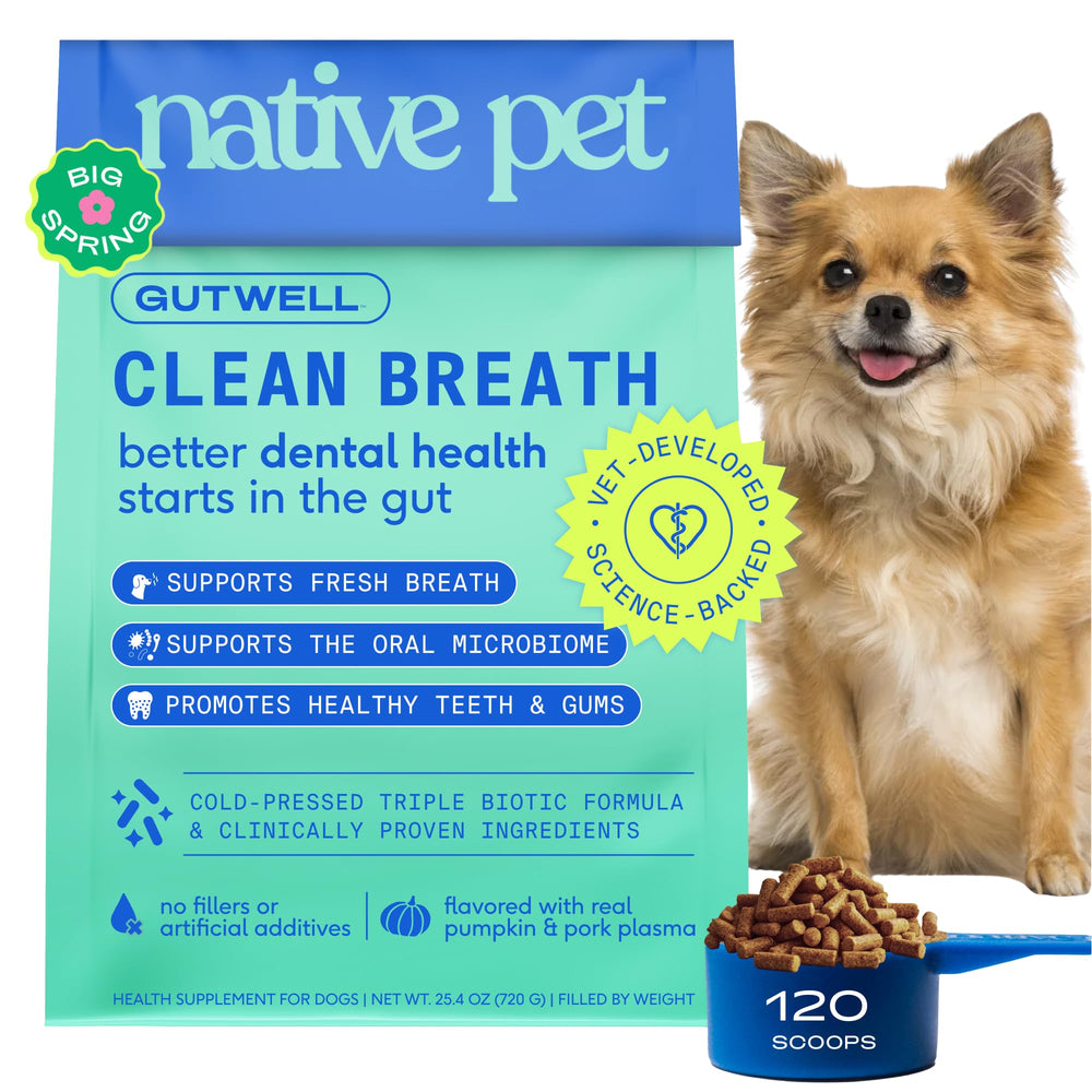 Native Pet GutWell Clean Breath polvo dental para aliento fresco