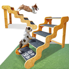 GXONE escalones de 5 pasos para perros, acceso cómodo a la cama.