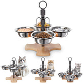 GYJZIFW platos elevados para gatos con base de madera y tres alturas.