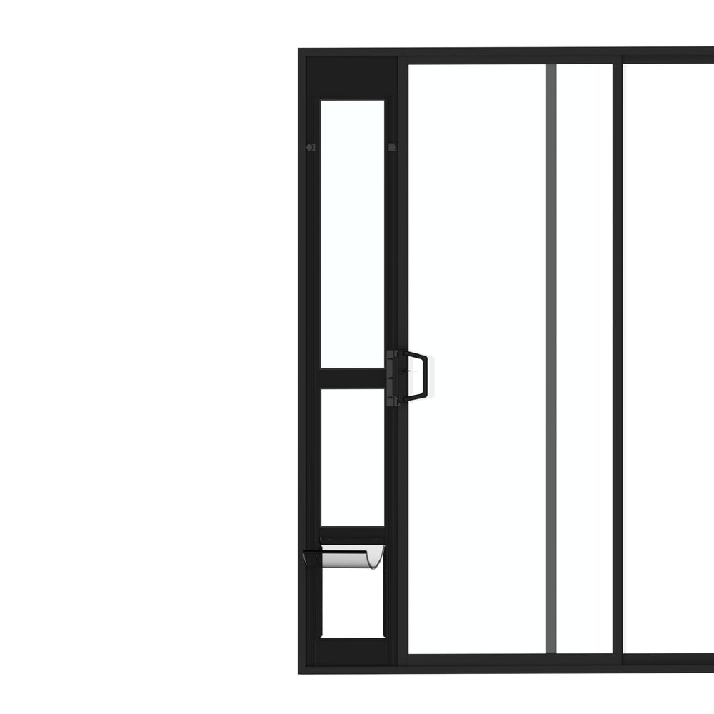 Hakuna Pets puerta para perros, panel de cristal templado, vista clara al exterior.