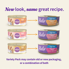 Halo paté de pollo para gatos, textura suave que agrada al paladar.