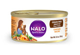Halo Grain Free Soft Pate para gatos adultos pollo en caldo textura suave para paladares exigentes
