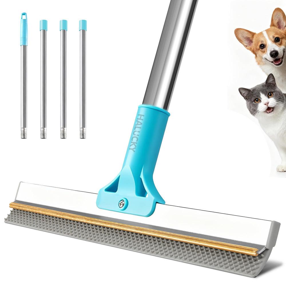 Halucky Rastrillo pelo mascota con mango ajustable de 63 pulgadas para limpieza profunda de alfombras
