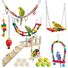 Hamiledyi juego de juguetes para aves 17 piezas, estimulan ejercicio y exploración.