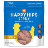 Happy Hips Jerky para perros, empaque de 24 oz, práctico para guardarlo.