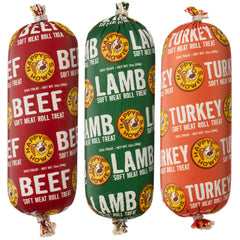 Happy Howie's rollos de carne suaves para perros en empaque práctico