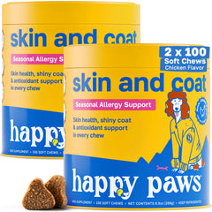 Happy Paws: botella de masticables para piel y pelaje más sanos