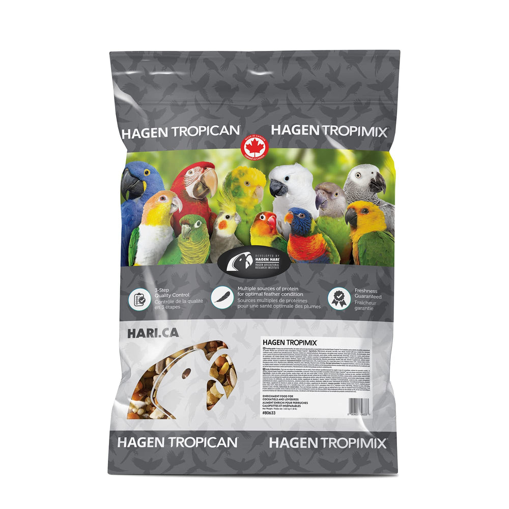 Hari Tropimix en envase de 8 lb para aves pequeñas, listo para servir