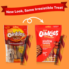 Hartz Oinkies Sizzling Twists, piel de cerdo visible, masticación robusta para perros activos