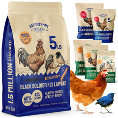 Hatortempt larvas mosca soldado negra secas 5 lb en bolsa; alto calcio para aves.