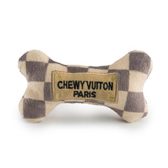 Hueso Haute Diggity Dog con patrón cuadrado, ideal para juego y mordida suave.