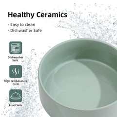 Havniva juego de 2 platos cerámicos, color verde claro, para comida y agua.