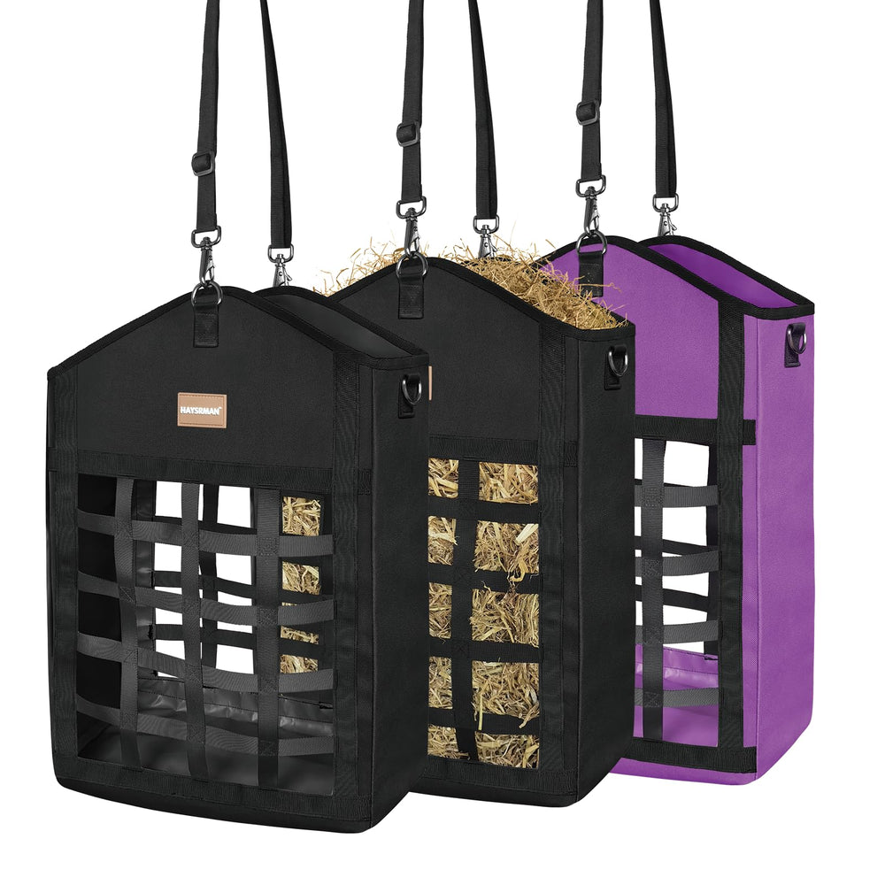Bolsas HAYSRMAN con dos accesos para caballos, favorece convivencia al comer.
