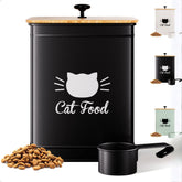 HB Design Co. Contenedor para gato con tapa de bambú mantiene croquetas frescas.