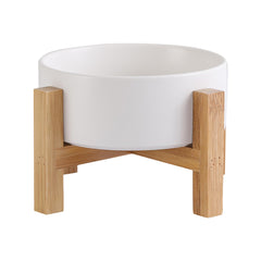HCHLQLZ tazón cerámico elevado con base de bambú para comidas cómodas