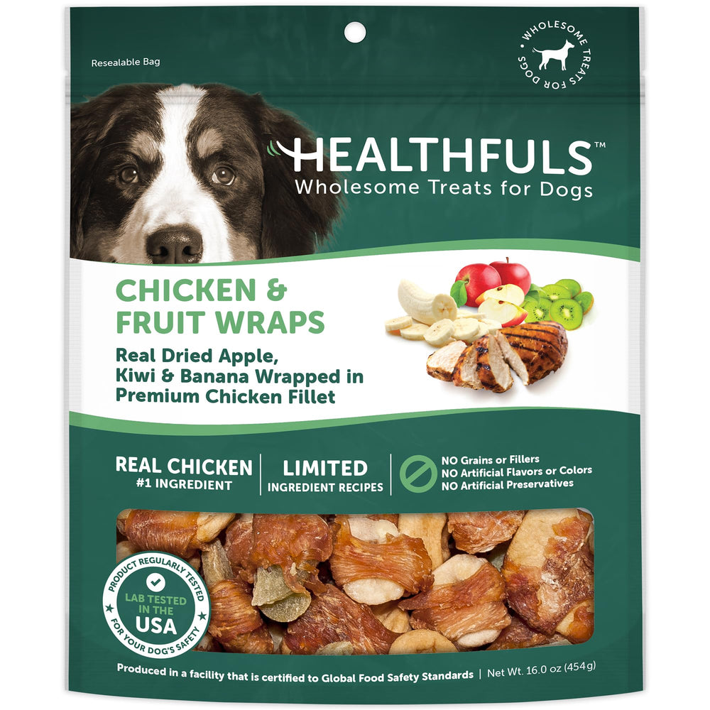 Healthfuls pollo envuelto en fruta, snack natural para entrenar y premiar a tu perro.