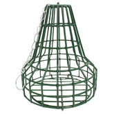 Heath Outdoor Products, comedero verde con campana, vista lateral para aves y perchas amplias.