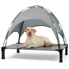 Heeyoo cama elevada para perros con dosel, ideal para días cálidos al exterior.