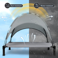 Cama elevada Heeyoo para perros exterior, estructura estable para aventuras al aire libre.