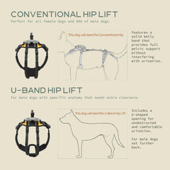 Arnés Help 'Em Up con banda en U para perros, ajuste específico.